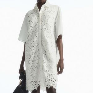 COS White lace shirt dress